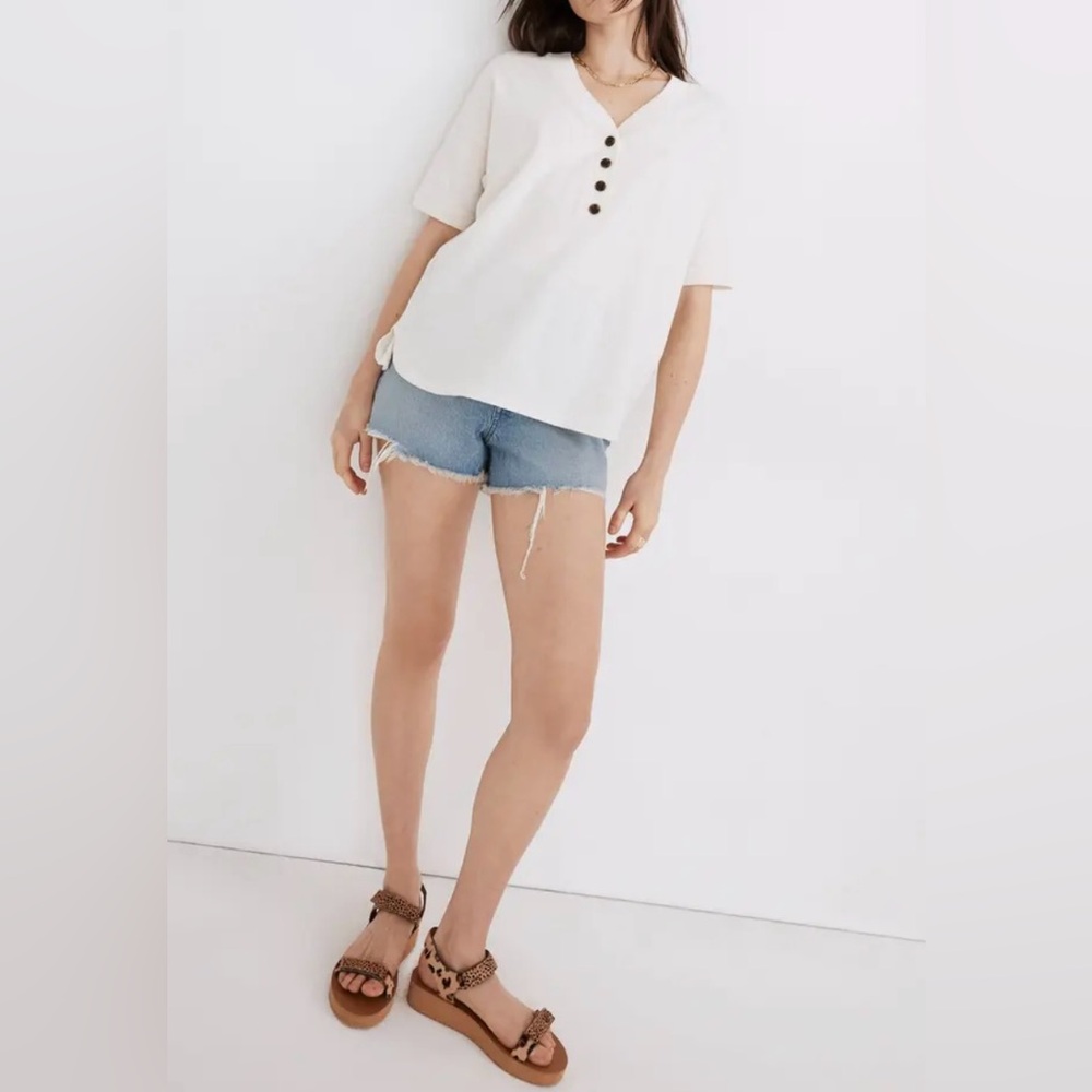 Madewell Relaxed Henley Tee in Bright Ivory